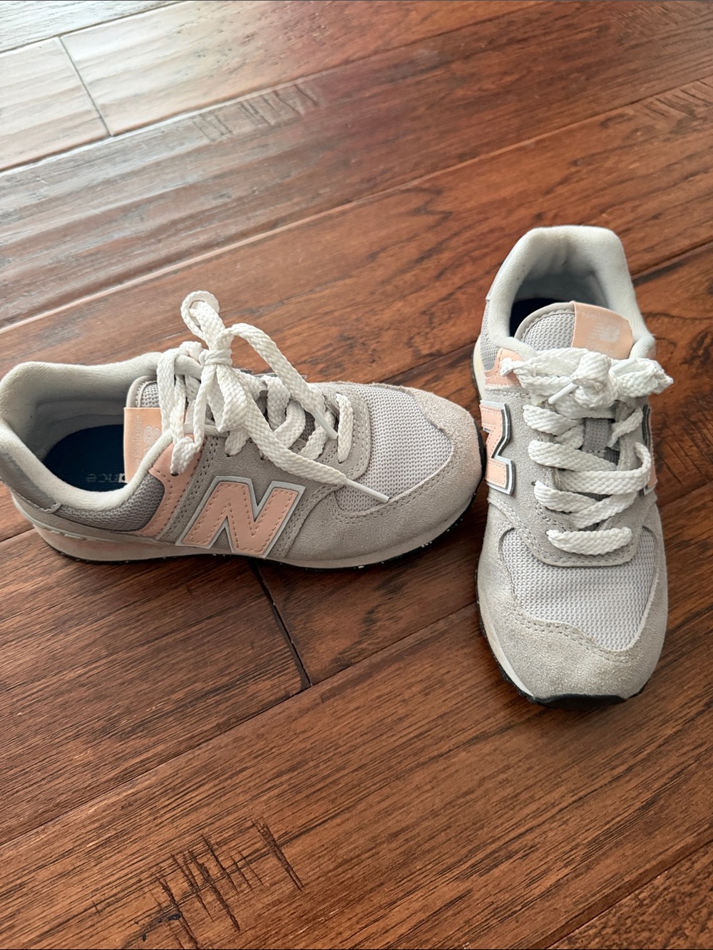 New Balance Kids 574 Gray and pink Athletic Sneakers